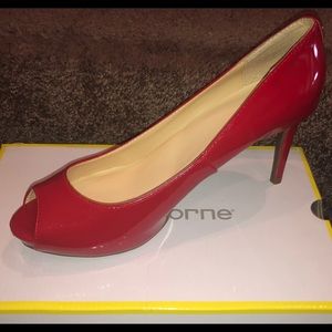 Women’s Red Peep Toe Heels 👠